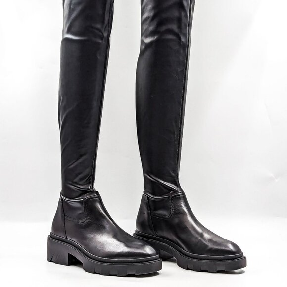 ASH Women Manny Black Vegan Leather Platform Retro Thigh High Boots 9US EUR 39